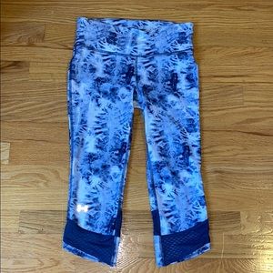 Under Armor blue tie-dye cropped leggings